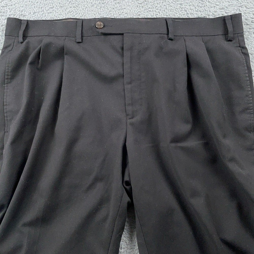 Lauren Ralph Lauren Dress Pants Mens 36x29 Black Pleated Cuffed Poly Rayon